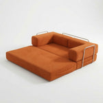 Canapé compressé modulable orange allongé
