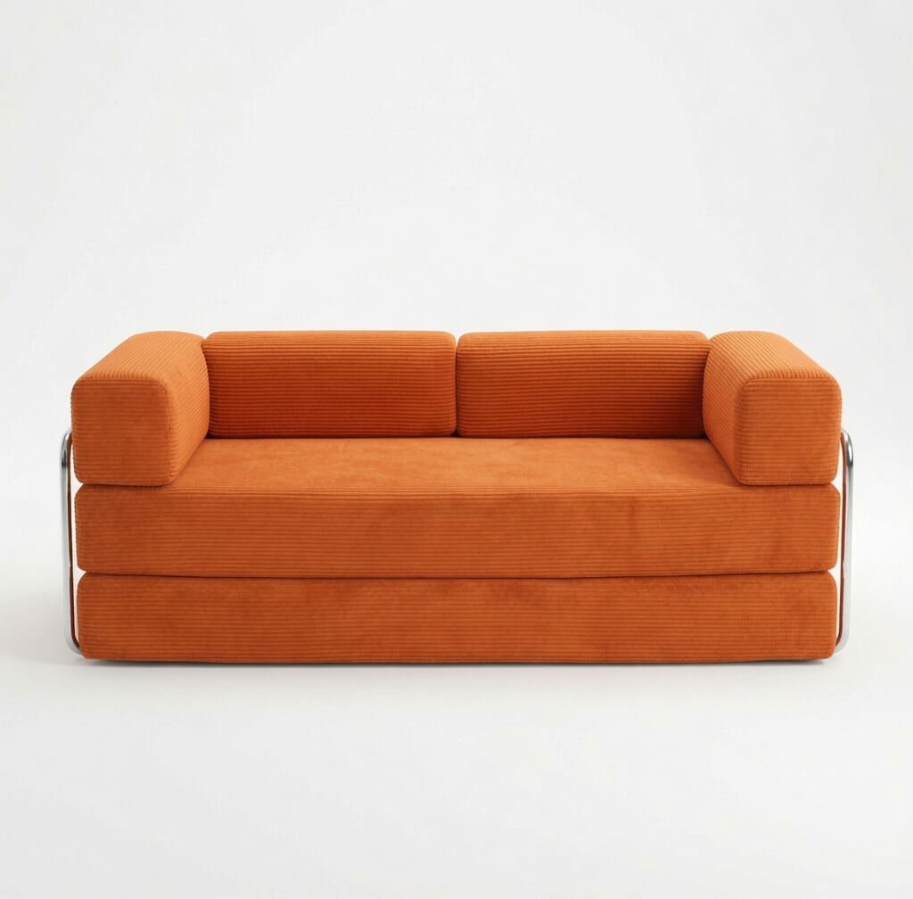 Canapé compressé modulable orange de face