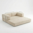 Canapé compressé modulable beige allongé