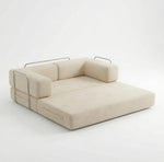 Canapé compressé modulable beige allongé