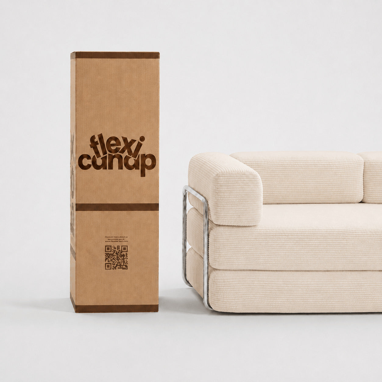 Canapé compressé modulable beige avec boite