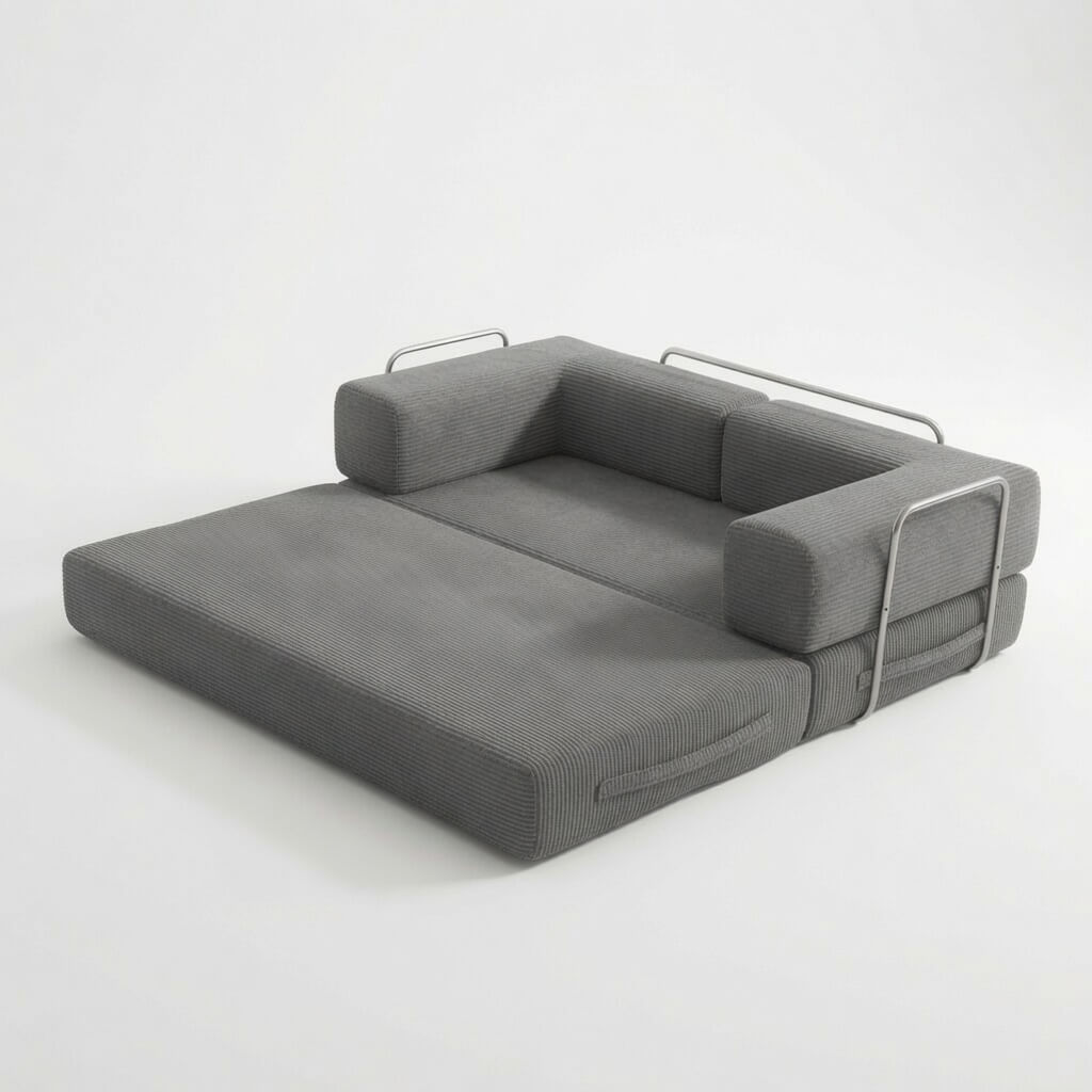 Canapé compressé modulable gris allongé