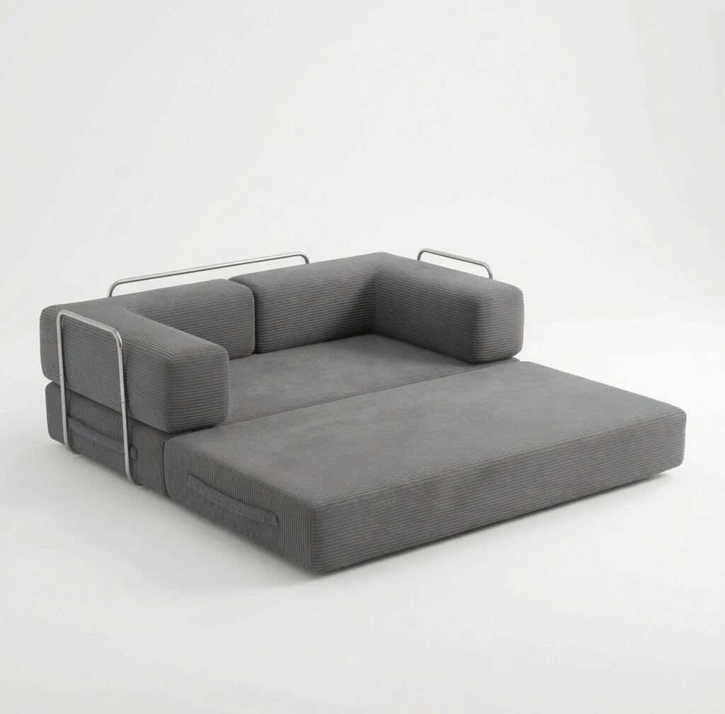 Canapé compressé modulable gris allongé