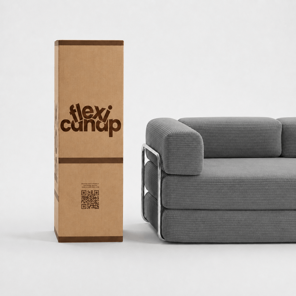 Canapé compressé modulable gris avec carton