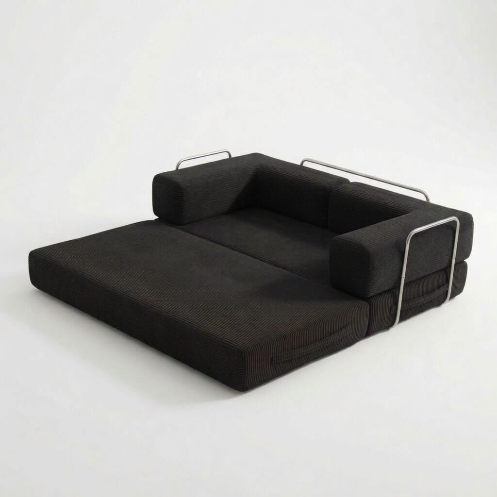Canapé compressé modulable noir allongé