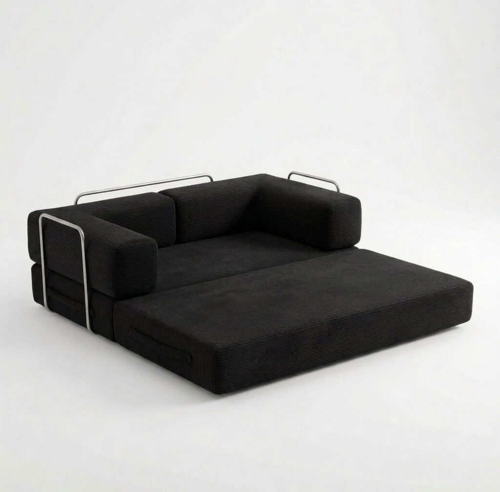 Canapé compressé modulable noir allongé