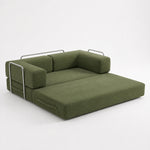 Canapé compressé modulable vert kaki allongé