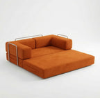 Canapé compressé modulable orange allongé