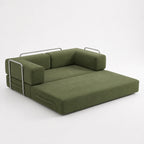 Canapé compressé modulable vert kaki allongé