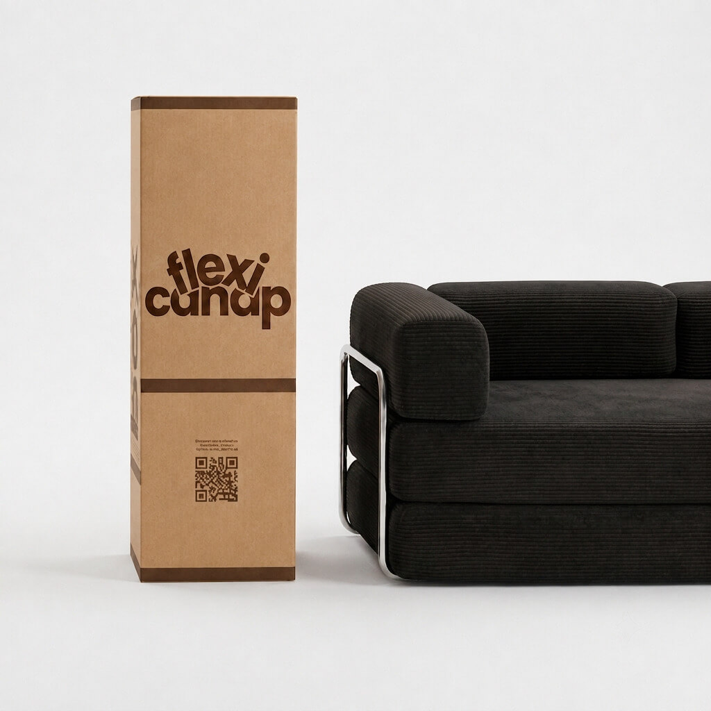 Canapé compressé modulable noir avec carton